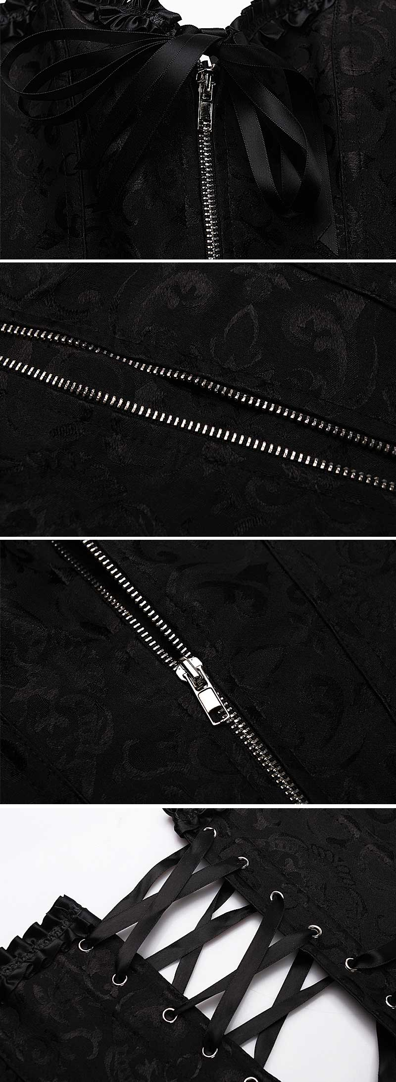 Floral Patterned Zippered Lace Up Corsets Floral Patterned Zippered Lace Up Corsets