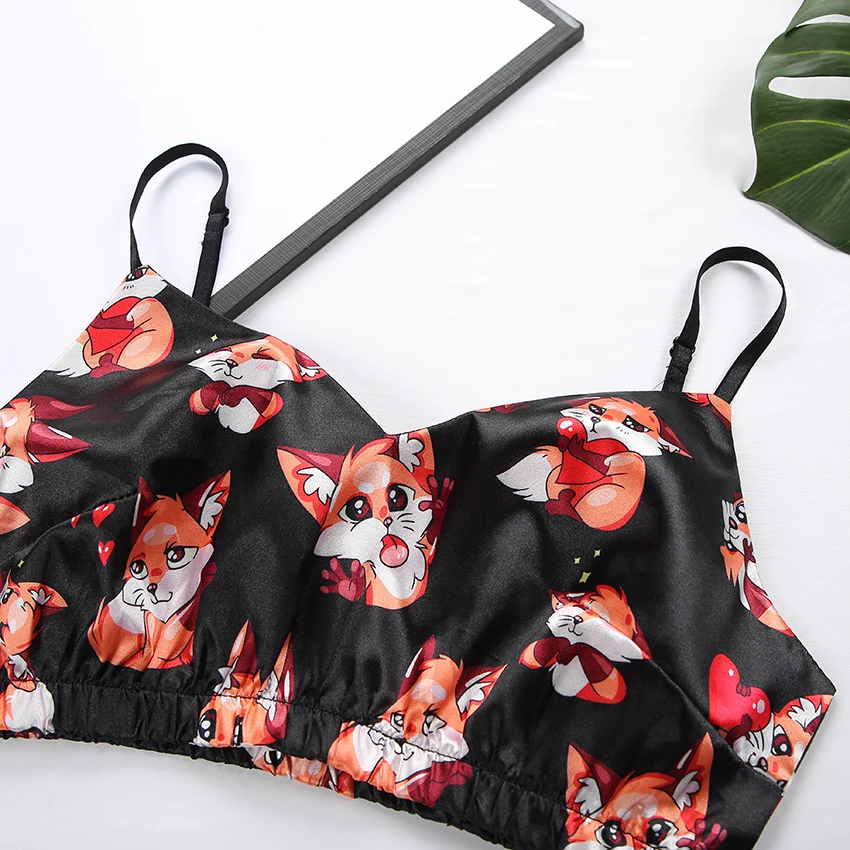 Women's Spaghetti Strap Fox Printed Pajama Set