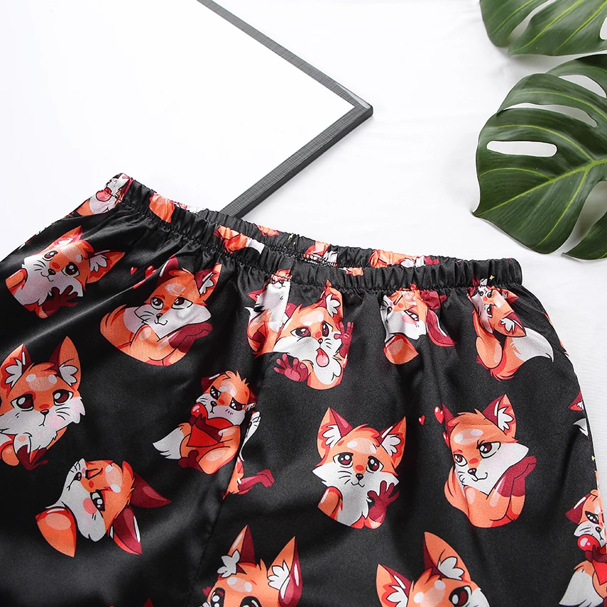 Women's Spaghetti Strap Fox Printed Pajama Set