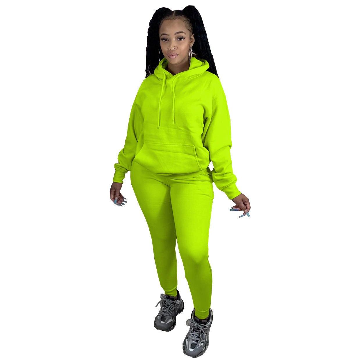 Women's Solid Color Hoodie and Joggers 2 Pcs Set
