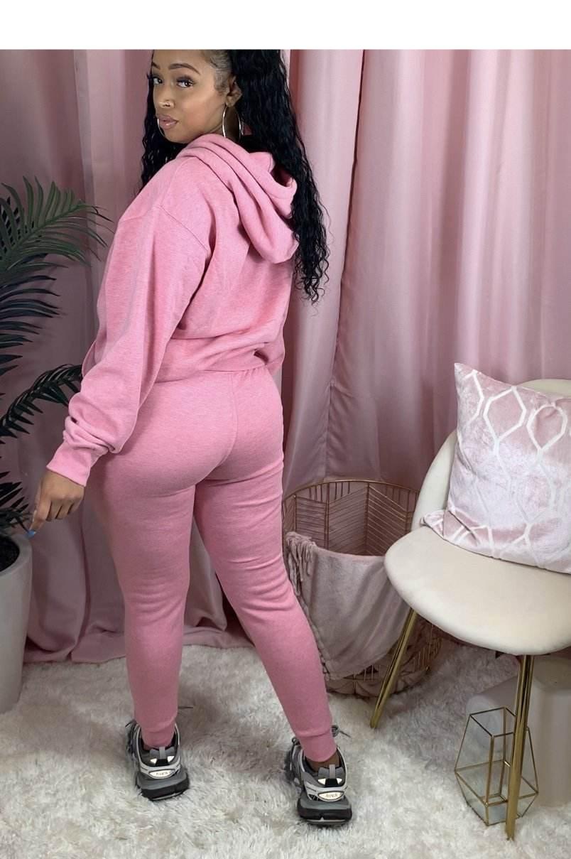 Women's Solid Color Hoodie and Joggers 2 Pcs Set