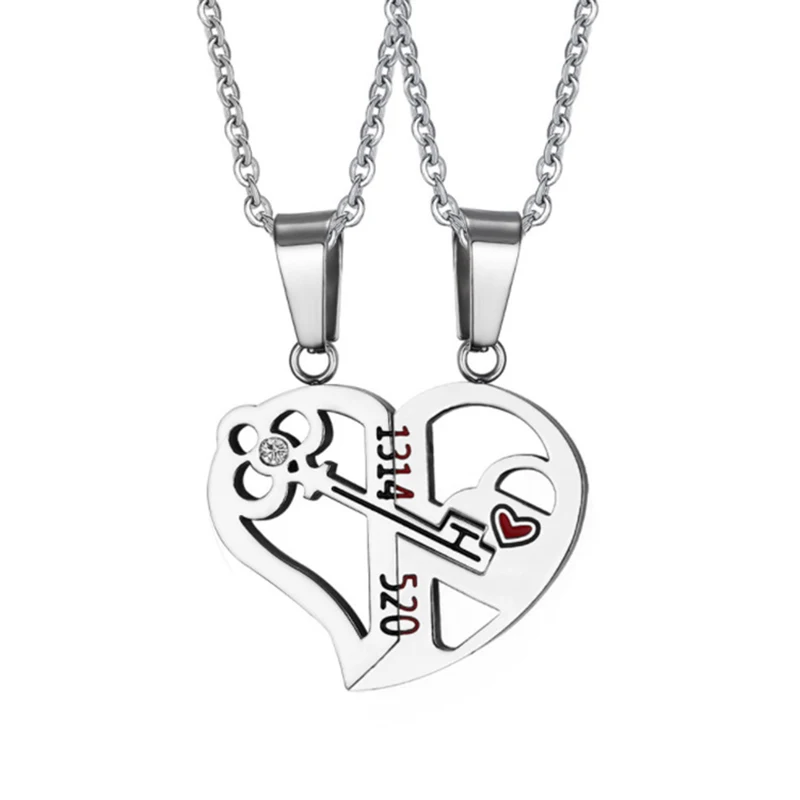 2 Pcs Heart Pendants Necklaces