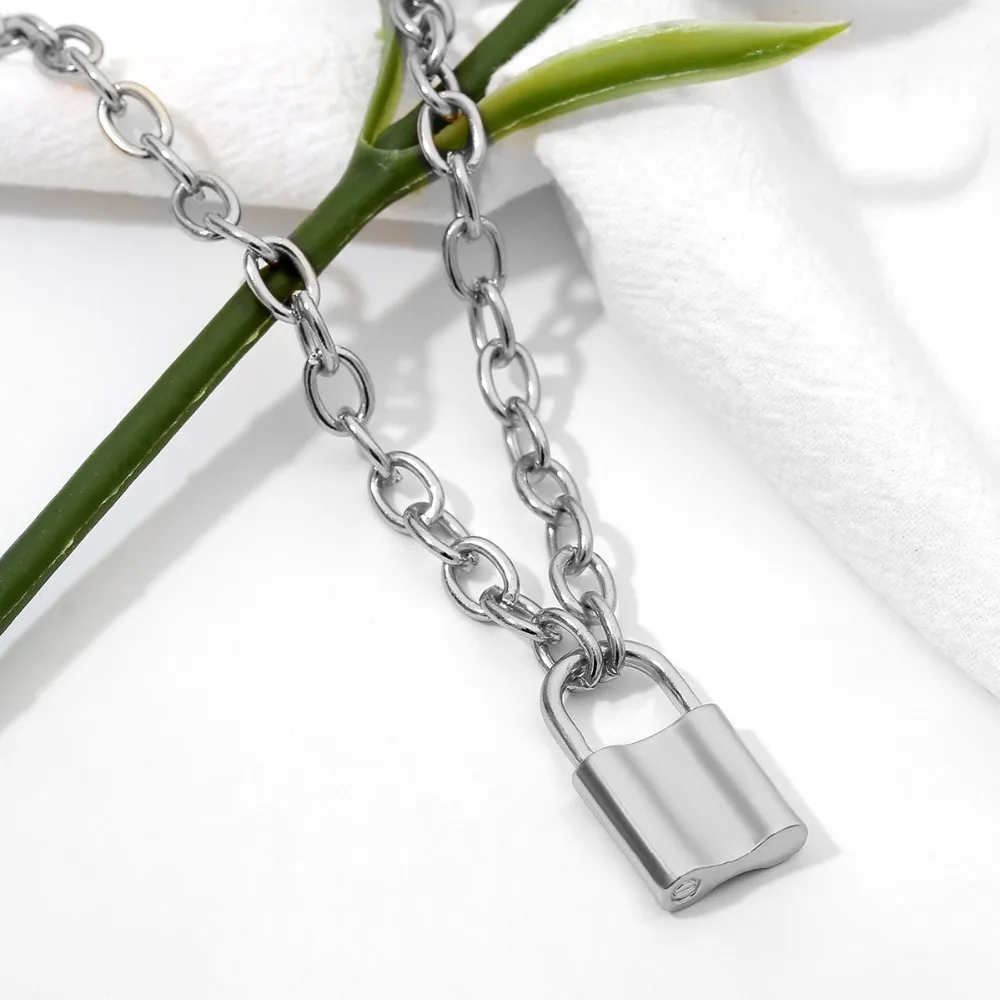 Gold and Silver Padlock Pendant Necklace for Women Gold and Silver Padlock Pendant Necklace for Women