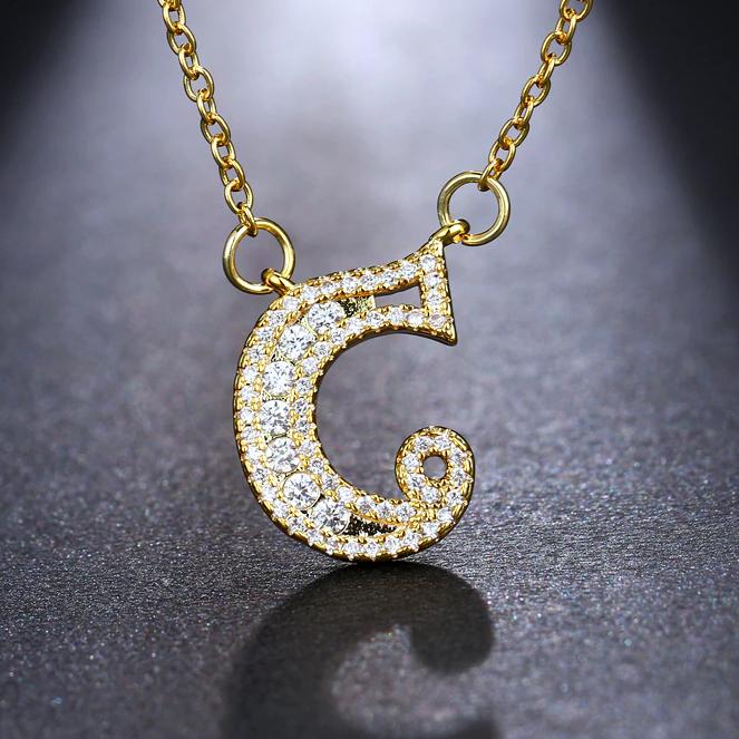 Women's Chain Necklace with Letter Pendant Women's Chain Necklace with Letter Pendant