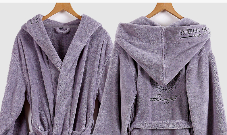 Couple Warm Hooded Fleece Bathrobe Couple Warm Hooded Fleece Bathrobe