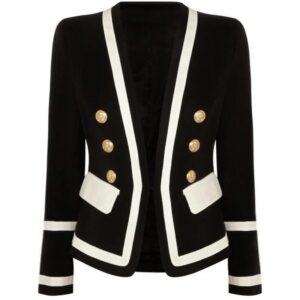 Classic Women's Blazer in Black and White Colors