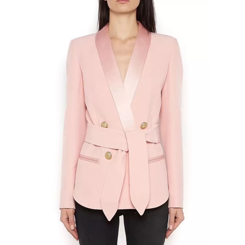 Office Multicolored Women's Blazer with Belt - Image 4