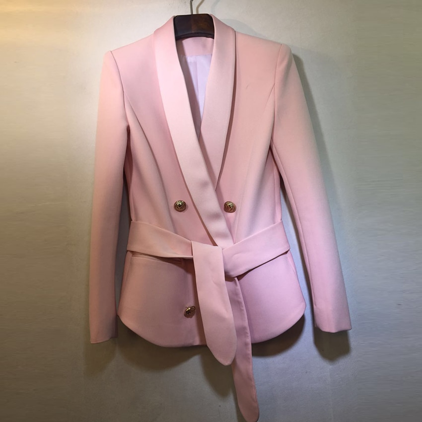 Office Multicolored Women's Blazer with Belt - Image 5