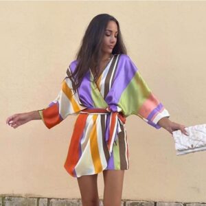 Women's Striped Short Jumpsuit