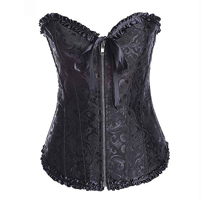 Floral Patterned Zippered Lace Up Corsets - Image 7