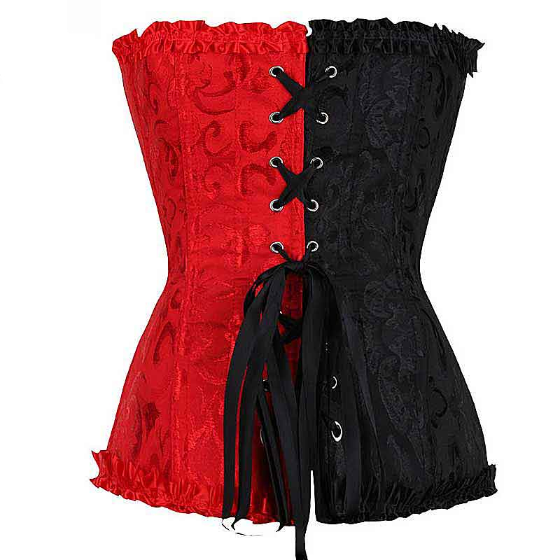 Floral Patterned Zippered Lace Up Corsets - Image 4