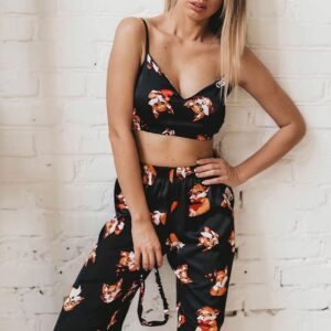 Women's Spaghetti Strap Fox Printed Pajama Set