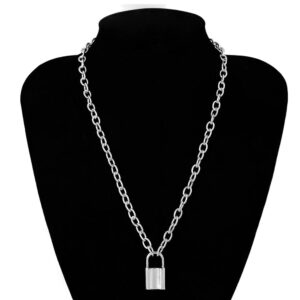 Gold and Silver Padlock Pendant Necklace for Women