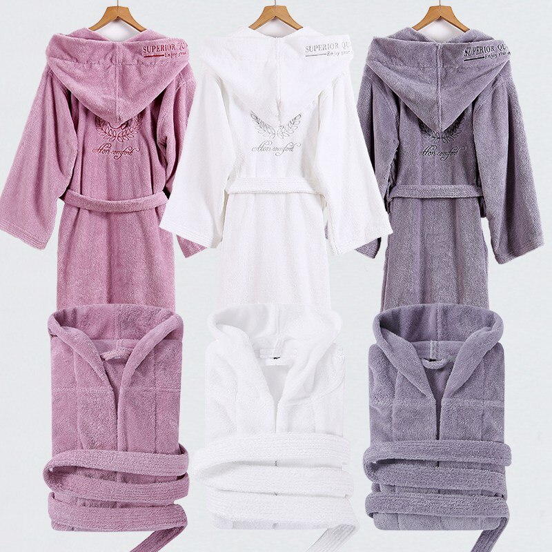 Couple Warm Hooded Fleece Bathrobe