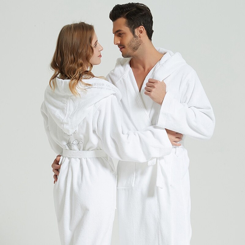 Couple Warm Hooded Fleece Bathrobe - Image 3